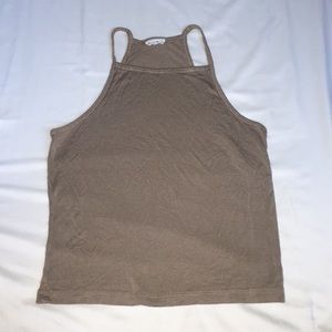 ESSENTIALS neutral tone cropped halter tank top